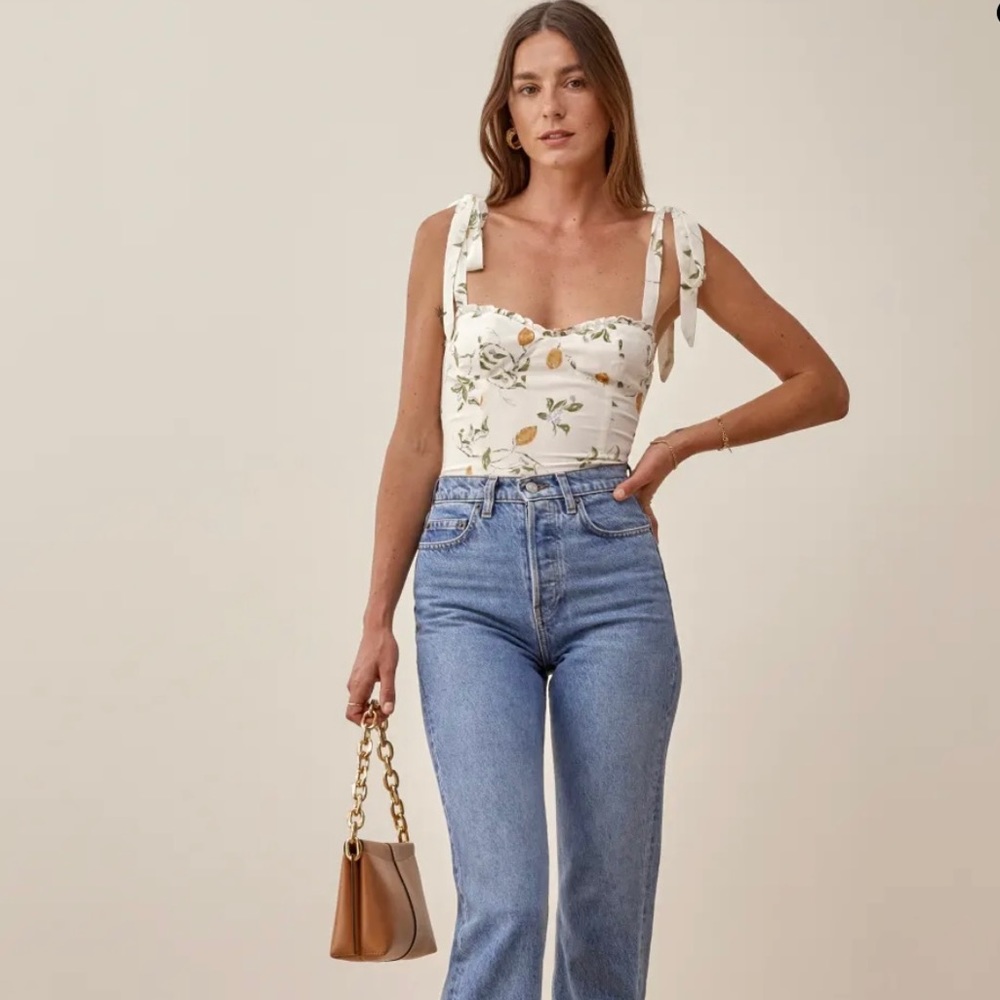 Reformation Blanca Top ‘Citron’ Size 4